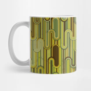 Retro Wavy Stripes - Yellow Brown Pattern Mug